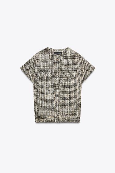 Zara Жилет из рельефной ткани с пуговицами — ZW COLLECTION