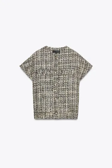 Жилет из рельефной ткани с пуговицами — ZW COLLECTION