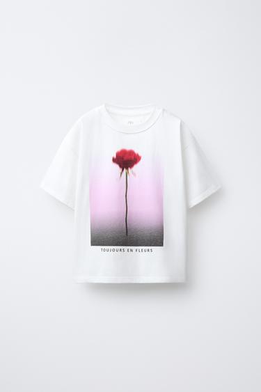 Zara Футболка с фотографией цветка купить с доставкой.