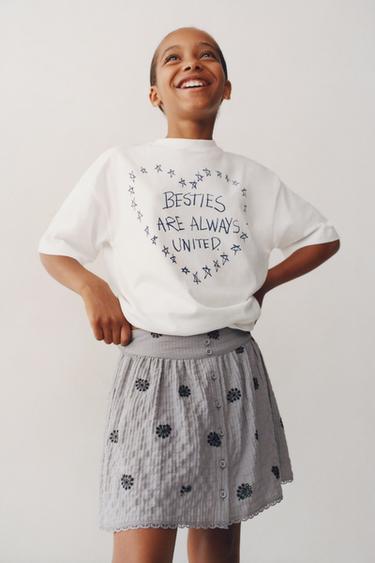 Zara Юбка текстурная с вышивкой