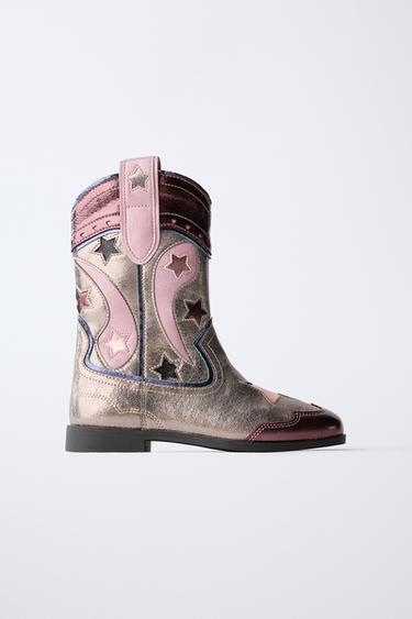 Zara Металлизированные ковбойские сапоги