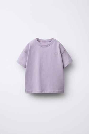 Zara Базовая футболка с вышивкой «сердце» купить с доставкой.