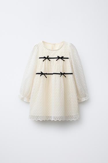 Zara Платье из тюля с вышивкой и бантами купить с доставкой.