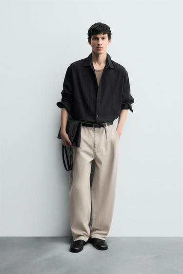 Zara Рубашка из смесового хлопка с текстурой