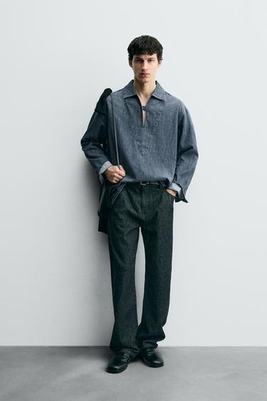 Zara Джинсовая куртка-рубашка с эффектом потертости купить с доставкой.
