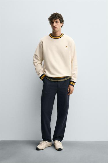 Zara Толстовка с вышивкой и контрастной отделкой в рубчик