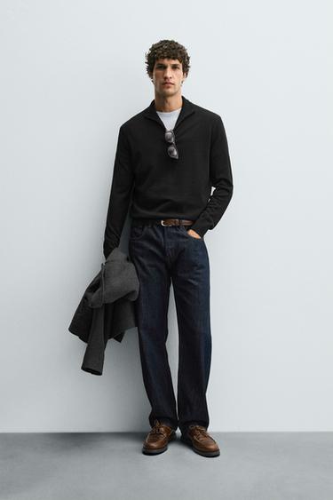 Zara Свитер из 100% шерсти с воротником на молнии