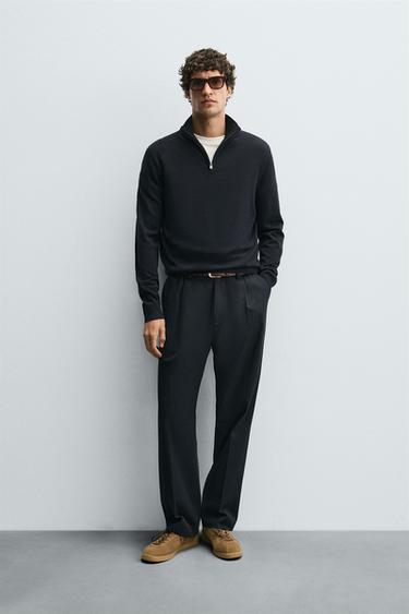 Zara Свитер из 100% шерсти с воротником на молнии