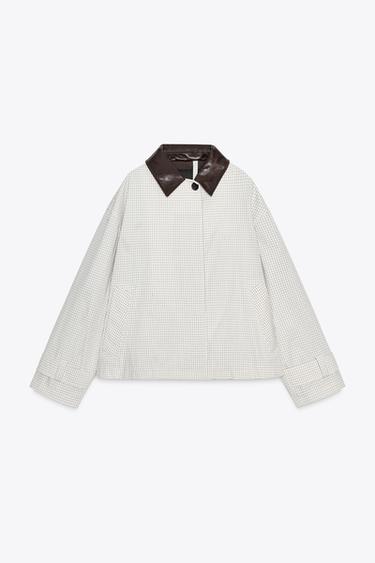 Zara Короткий тренч с воротником из искусственной кожи — ZW COLLECTION