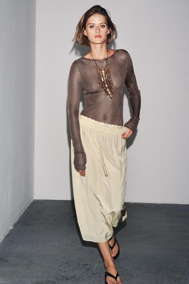 Zara Юбка миди на шнурке — ZW COLLECTION