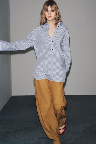 Zara Поплиновая рубашка в полоску — ZW COLLECTION