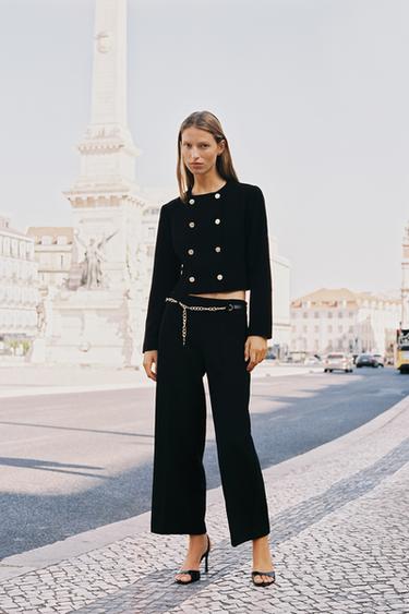 Zara Укороченные брюки с ремнем-цепочкой купить с доставкой.
