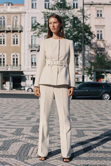 Zara Приталенный блейзер с поясом купить с доставкой.