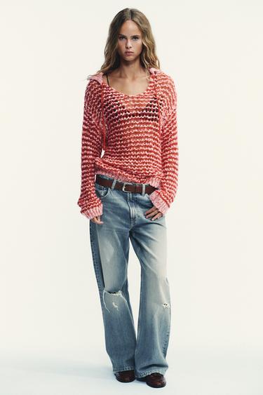 Zara Трикотажный свитер поло с шерстью