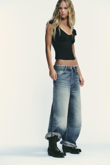 Zara Кожаные полусапоги в ковбойском стиле