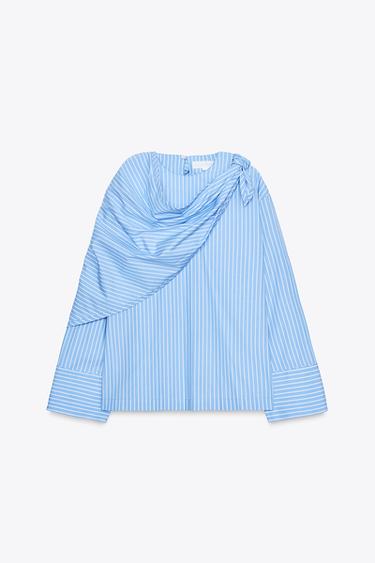 Zara Рубашка в полоску с мультипозиционным платком ZW COLLECTION