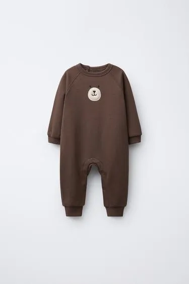 Комбинезон из футера с вышивкой «мишка»