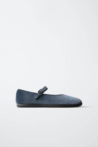 Zara Бархатные балетки купить с доставкой.
