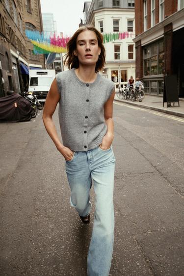 Zara Мягкий трикотажный жилет купить с доставкой.