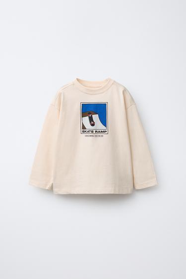 Zara Лонгслив с принтом «скейт»
