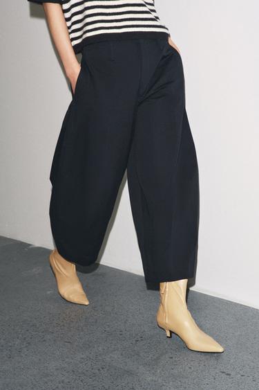 Zara Кожаные ботильоны на тонком каблуке