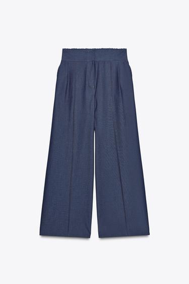 Zara Брюки WIDE LEG с отделочной строчкой купить с доставкой.