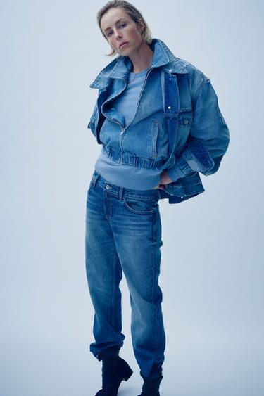 Zara Джинсовая куртка TRF с дырами