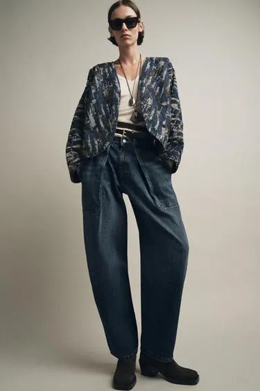 Стеганое кимоно с эффектом денима и бусинами- Заказать в России