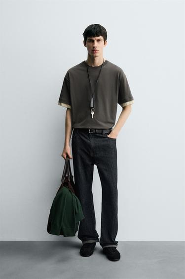 Zara Футболка с контрастными рукавами купить с доставкой.