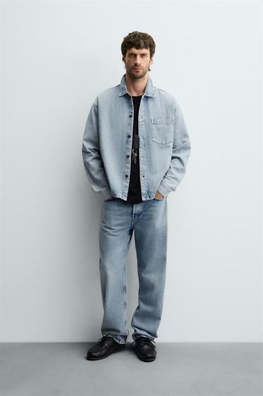 Zara Джинсовая рубашка BOXY FIT купить с доставкой.