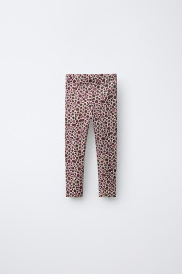 Zara Легинсы в рубчик с принтом