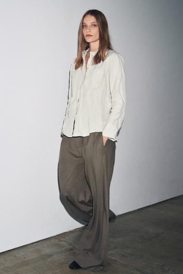 Zara Рубашка в полоску из жатой ткани — ZW COLLECTION купить с доставкой.
