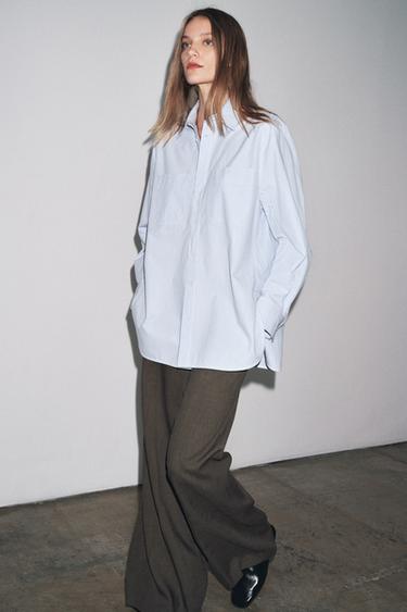Zara Рубашка в полоску с карманом — ZW COLLECTION купить с доставкой.