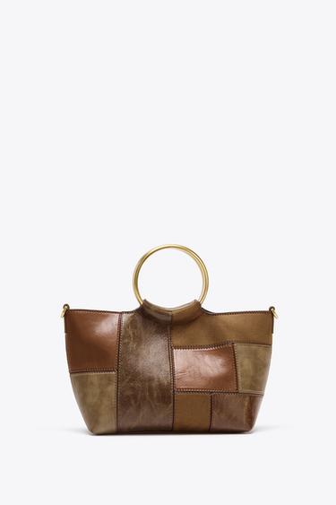 Zara Мини-сумка-мешок из пэчворка с жесткими ручками купить с доставкой.