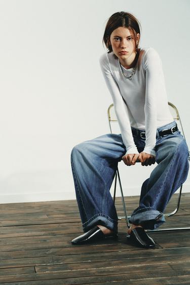 Zara Кожаные туфли без задника купить с доставкой.