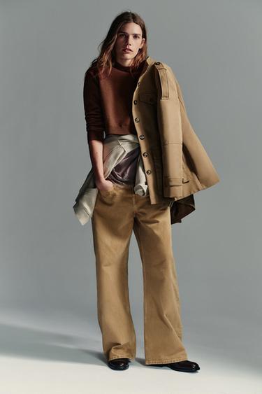 Zara Укороченный трикотажный свитер с подплечниками