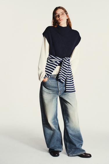 Zara Трикотажный жилет в рубчик