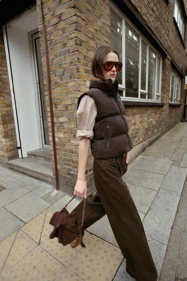 Zara Прорезиненный стеганый жилет