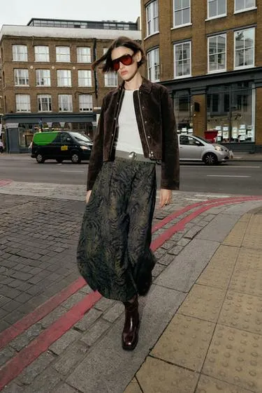 Юбка миди из ткани с анималистическим принтом и ремнем- Заказать в России