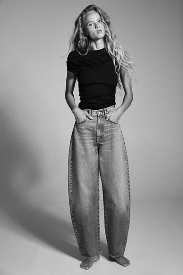 Zara Джинсы BARREL TRF с высокой посадкой купить с доставкой.