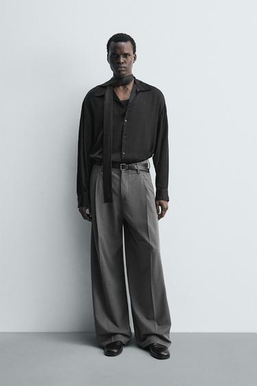Zara Брюки WIDE FIT со складками купить с доставкой.