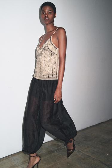 Zara Топ в бельевом стиле с вышивкой