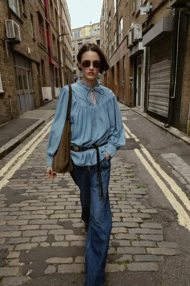 Рубашка оверсайз из жидкого денима- Заказать в России