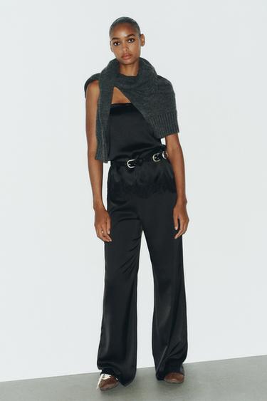 Zara Атласный топ с кружевом купить с доставкой.