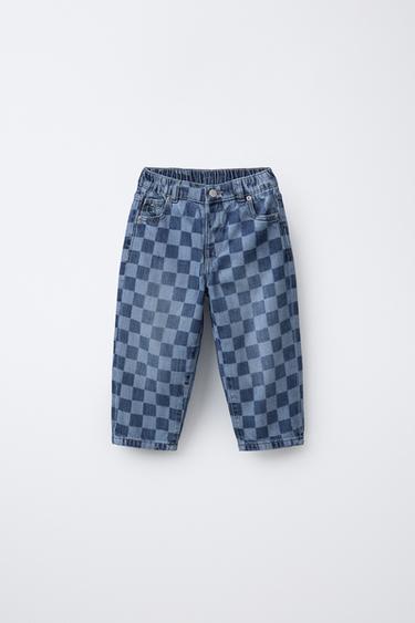 Zara Джинсы прямого кроя в клетку купить с доставкой.