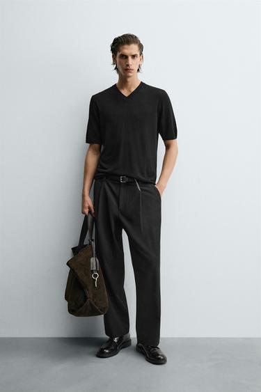 Zara Трикотажная футболка с V-образным вырезом купить с доставкой.