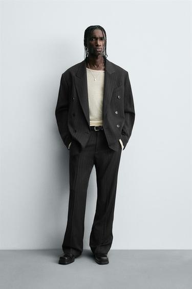 Zara Двубортный костюмный блейзер в полоску купить с доставкой.