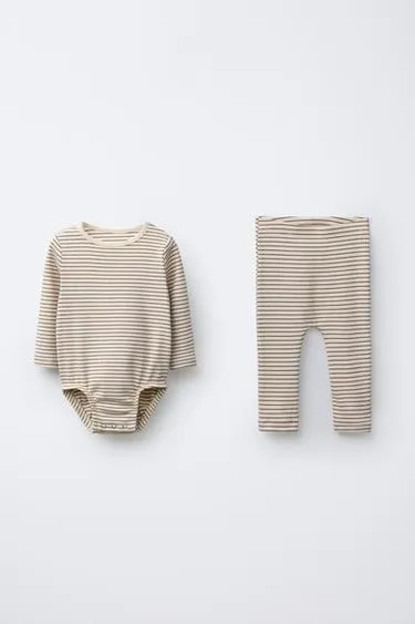 Комплект из боди и легинсов в полоску- Заказать в России