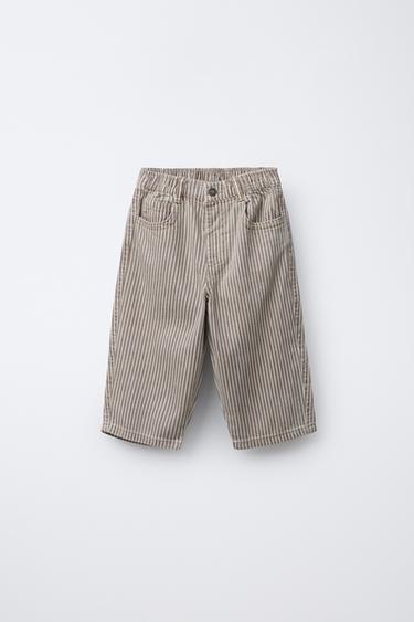 Zara Брюки BAGGY в полоску из твила купить с доставкой.