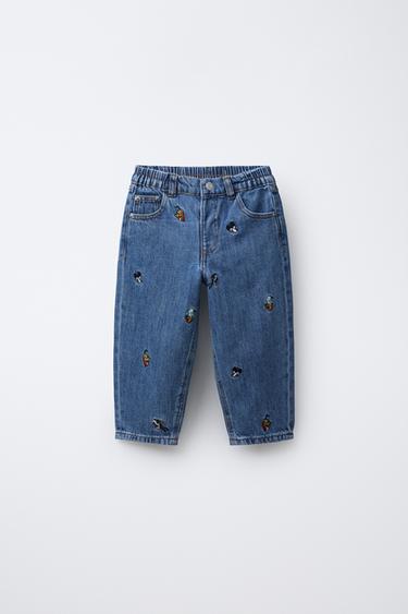 Zara Джинсы BAGGY с вышивкой MICKEY MOUSE AND FRIENDS © DISNEY купить с доставкой.